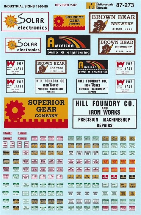 Ho 187 Microscale 87 924 Industrial Safety And Warning Signs Decals 1985