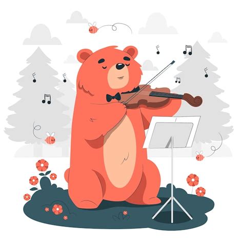 Ilustra O Do Conceito De Urso Tocando Violino Vetor Gr Tis