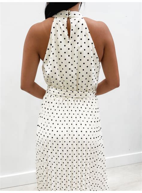 Fd42432 Polka Dot Halter Midi Dress Adore