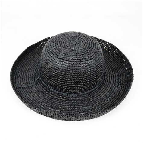 Wide Brim Black Raffia Hat