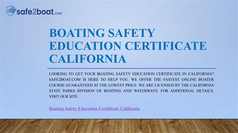 Boating Safety Education Certificate California | Safe2boat.com by ...