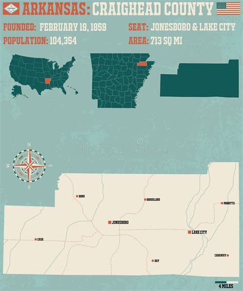Map Of Craighead County In Arkansas Stock Vector Illustration Of Land