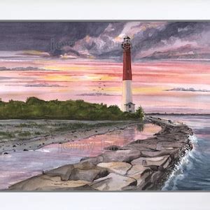 Barnegat Lighthouse Painting Lbi Long Beach Island Beach House Sunset