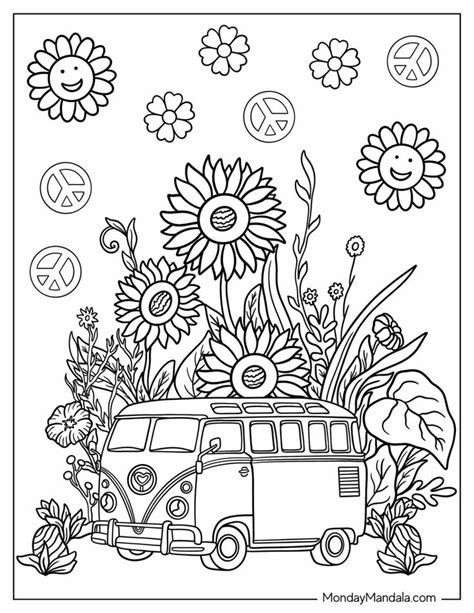 20 Hippie Coloring Pages (Free PDF Printables) | Coloring pages, Hippie coloring pages simple ...