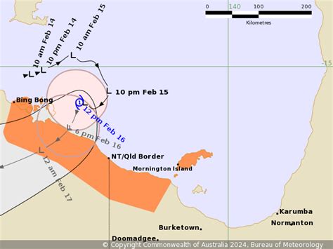 QLD Tropical Cyclone Warning: Bing Bong (NT) to Mornington Island (Qld ...