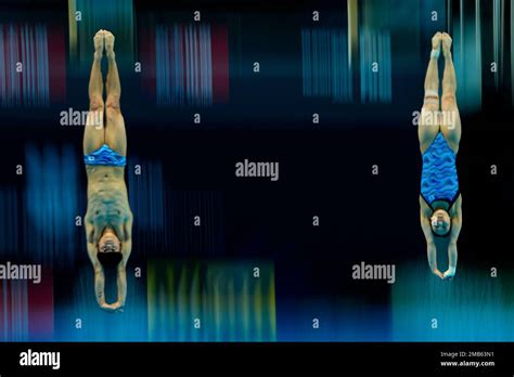 Yi Jaegyeong And Kim Suji Of Korea Compete During The Mixed Diving