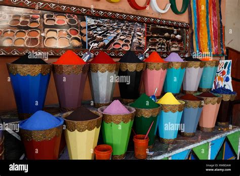 Typical Moroccan Colourful Spices And Herbs As Seen In The Souks Of The