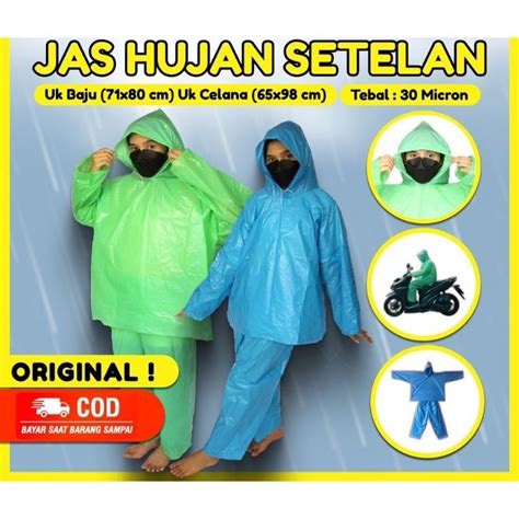 Jual Jas Hujan Plastik Hdpe Tebal Setelan Jaket Celana Lengan Panjang