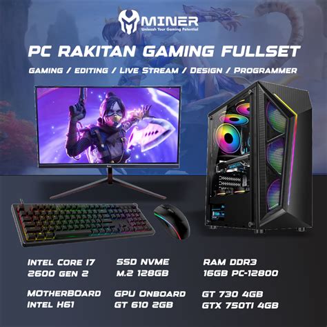 Jual PC Rakitan Gaming Desain Fullset Intel Core I7 2600 SSD NVME 128GB