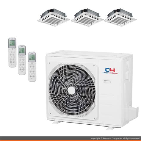 Tri 3 Zone Ductless Mini Split Air Conditioner Ceiling Cassette Heat