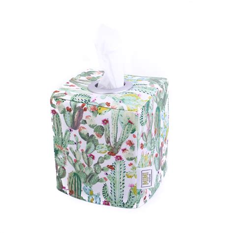 Small Tissue Box Cover Flowering Cactus Tropical Homewares