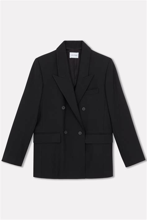 Womens Black Wool Double Breasted Jacket Laura Pitharas