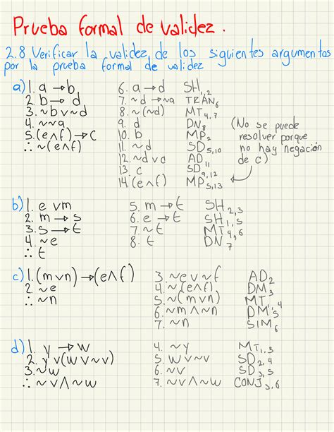 SOLUTION: Ejercicios prueba formal de validez - Studypool