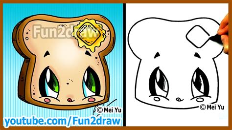 How To Draw Cartoons Kawaii Toast Butter Fun2draw Drawing Channel