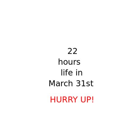 Countdown 22 Hours Life In March 31st Theres No Time To Waste