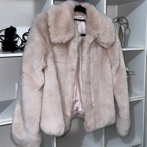 Topshop Pink Faux Fur Coat Size 6 Worn Once It Is Depop