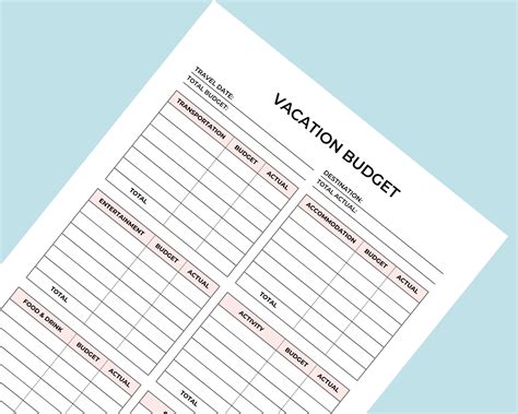 Vacation Budget Planner Printable Travel Budget Planner PDF Vacation