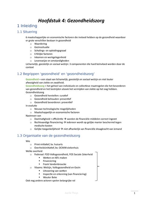 SV H4 Notities Ppt Cursus Hoofdstuk 4 Gezondheidszorg 1