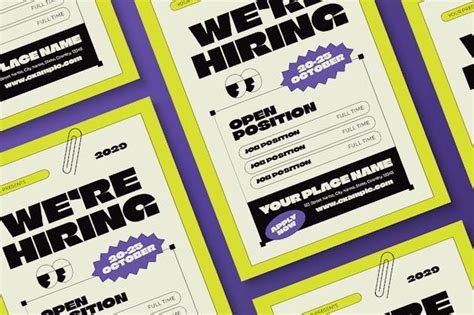 Yellow Geometric Cartoon Were Hiring Flyer Design Template Place