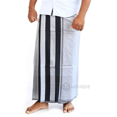 Black And Grey Stripes Handloom Sarong Wishque Sri Lankas Premium