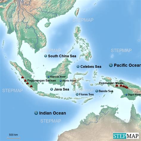 StepMap - Physical map Indonesia - Landkarte für Indonesia