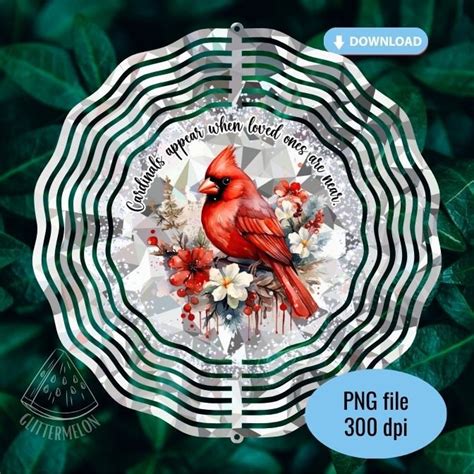 Cardinal Wind Spinner Sublimation Design Png Cardinals Appear Loved Ones Digital Download Garden