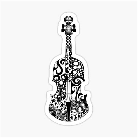 Black And White Violin Zentangle Sticker By Art By Tina Redbubble