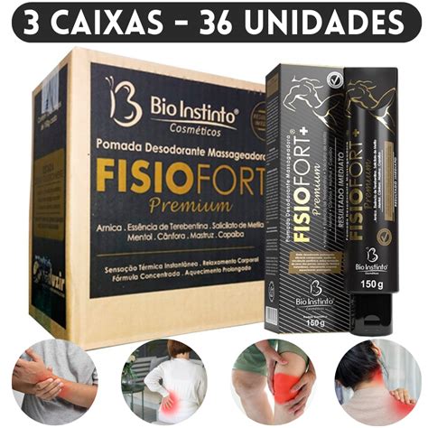 Kit 36 Pomadas Massageadora Fisiofort Premium Preta Dores Musculares