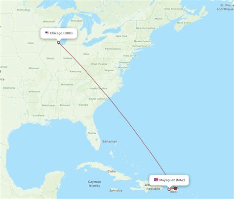 All Flight Routes From Mayaguez To Chicago Maz To Ord Flight Routes