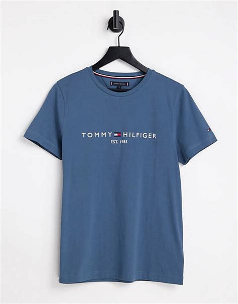 Tommy Hilfiger Flag Logo T Shirt In Charcoal Grey Asos