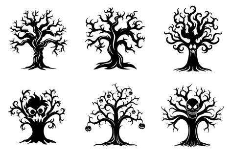 Premium Vector Spooky Trees Silhouette Collection Of Halloween