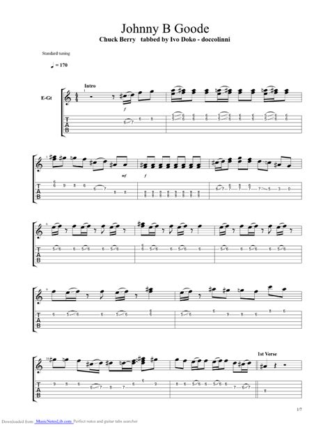 Johnny B Goode Guitar Pro Tab By Chuck Berry Musicnoteslib