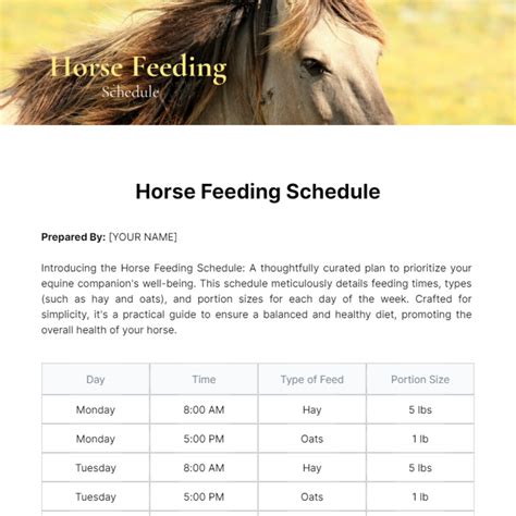 Free Horse Feeding Schedule Template - Edit Online & Download | Template.net