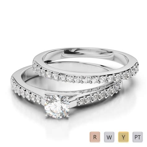 Gold Platinum Round Cut Diamond Bridal Set Ring Agdr 2039