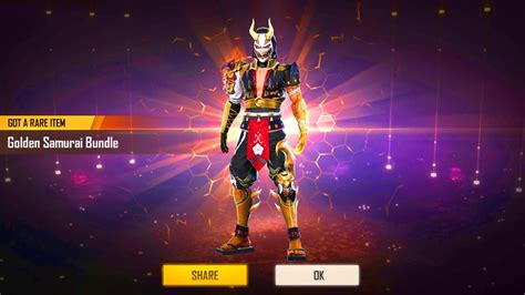 I Got It Free Golden Samurai Bundle In Free Fire Prg Army Youtube