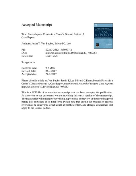 (PDF) Enterohepatic Fistula in a Crohn’s Disease Patient: A Case Report