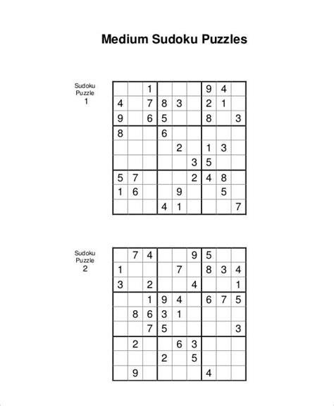 Medium Printable Sudoku