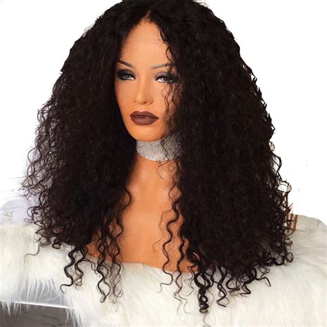 Dlme Afro Kinky Curly Wig Middle Part Heat Resistant Hair 180 Density