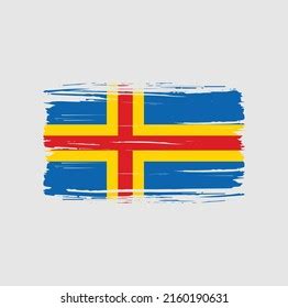 Aland Islands Flag Brush National Flag Stock Vector Royalty Free