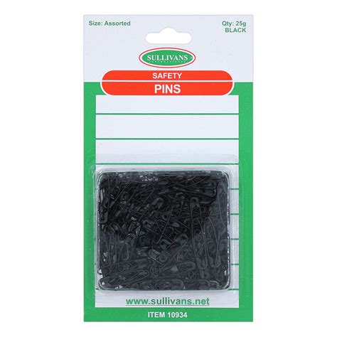 Sullivans Safety Pins Assorted Sizes Black Sullivans International