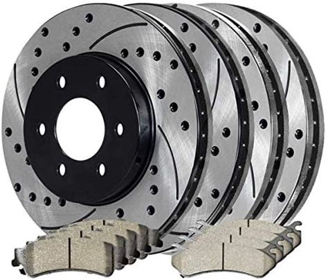 Amazon AutoShack Front And Rear Drilled Slotted Brake Kit Rotors