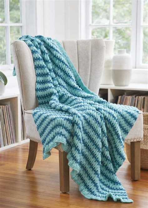 Knitting Patterns Galore Striped Rib Throw