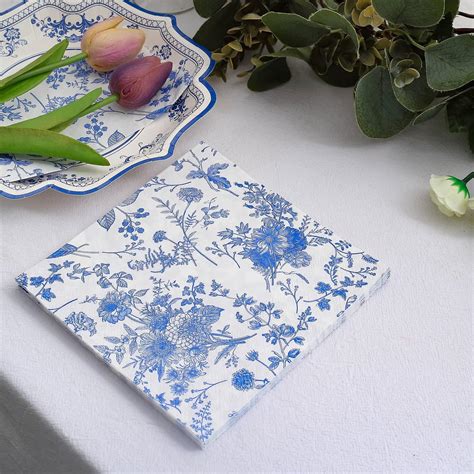 Amazon Efavormart 20 Pack White Blue Chinoiserie Floral Print 2