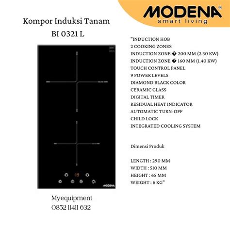 Jual Kompor Induksi Modena Tanam 2 Tungku BI 0321L 0321 Induction Hob