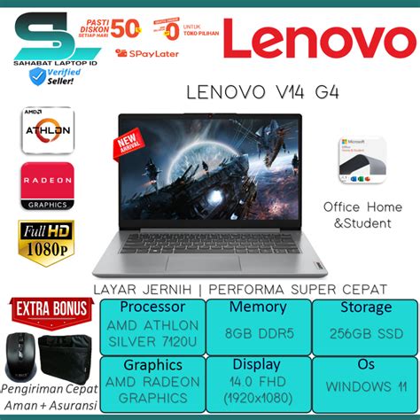 Jual Laptop Lenovo Slim V14 G4 Amd Athlon Silver 7120u 8gb 256gb Ssd