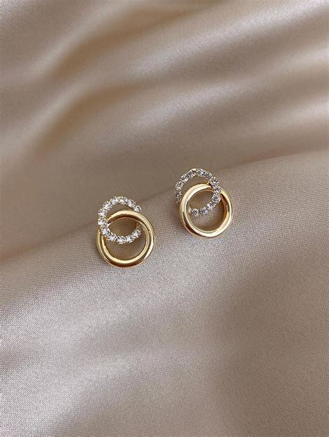 Rhinestone Decor Stud Earrings Shein Usa