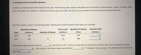 Solved 4. Velocity and the quantity equation Consider a | Chegg.com