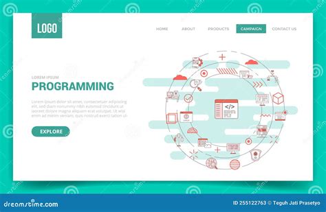 Programming Concept With Circle Icon For Website Template Or Landing