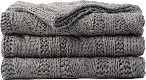 Buy Battilo Grey Knitted Throw Blanket For Couch Soft Cozy Machine