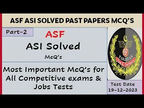 ASF ASI Solved Paper McQ S Part 2 Most Important McQ S For All